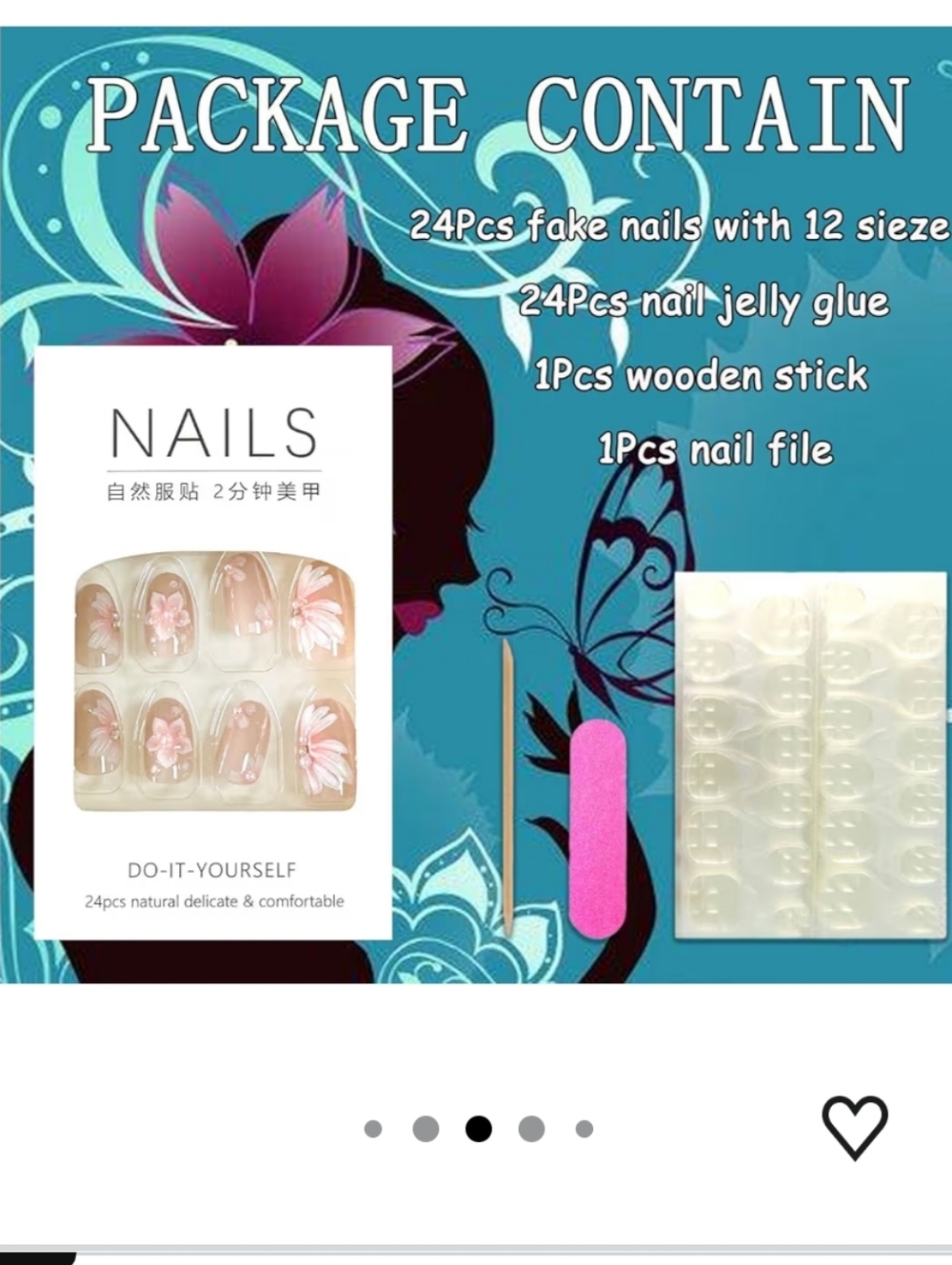 Pink Floral Short Oval Press-On Nails - Picture 4 of 7